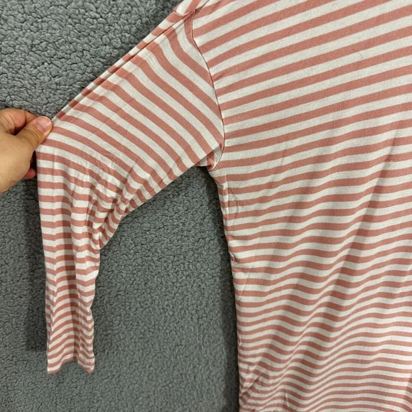 Nordstrom top womens small pink‎ white striped long sleeve oversized tunic comfy - Picture 3 of 7